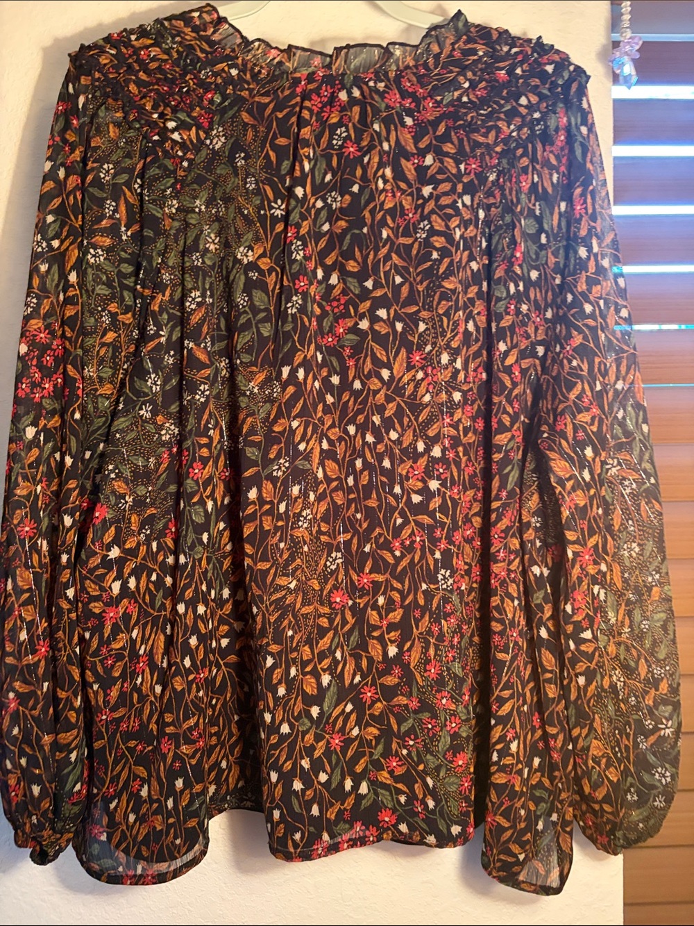 NWT Maurices Black Floral Peasant Tunic with Orange, Pink, Green Accents Size 2X - Picture 2 of 8